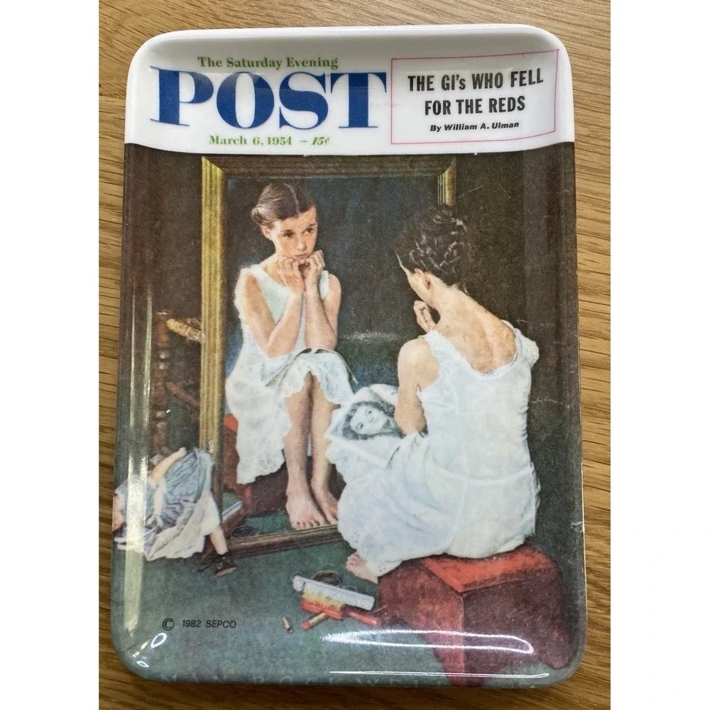 VINTAGE‎ SATURDAY EVENING POST 1954 COVER 4x6 TRINKET TRAY MADE IN ITALY
